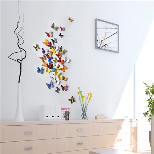 19-piece 3D Pretty Butterfly Wall Stickers Beautiful Butterfly for Kids Room Wall Decals Home Decoration On the Wall